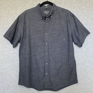 Eddie Bauer Short Sleeve Button Up Shirt Mens Large Blue 100% Cotton Woven